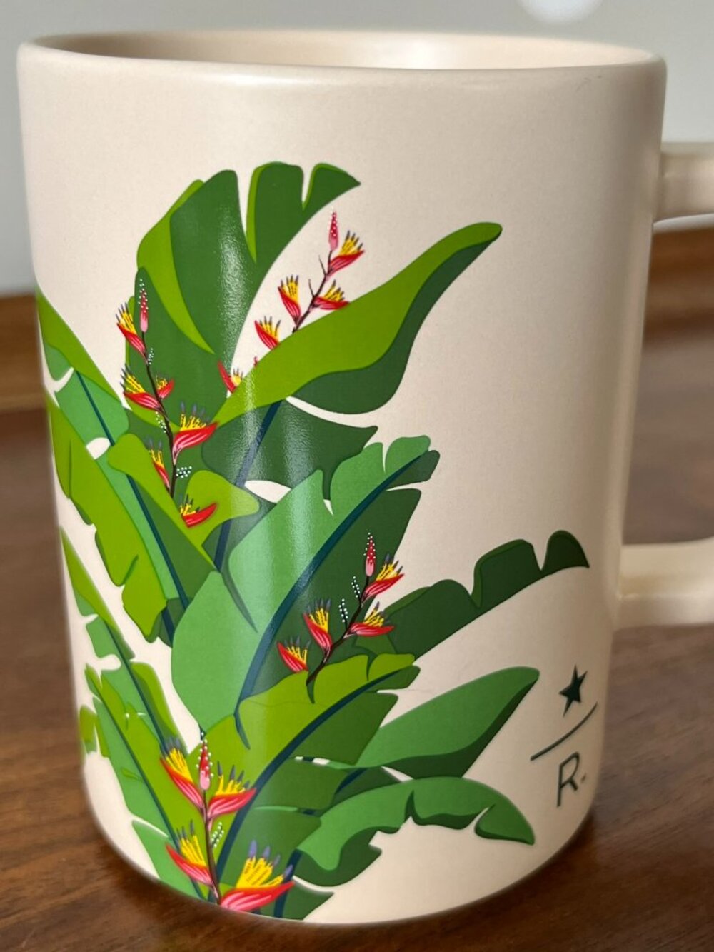Starbucks Reserve Banana Leaf Mug 2020 Beige Green 12 oz Coffee Cup Boho Jungle